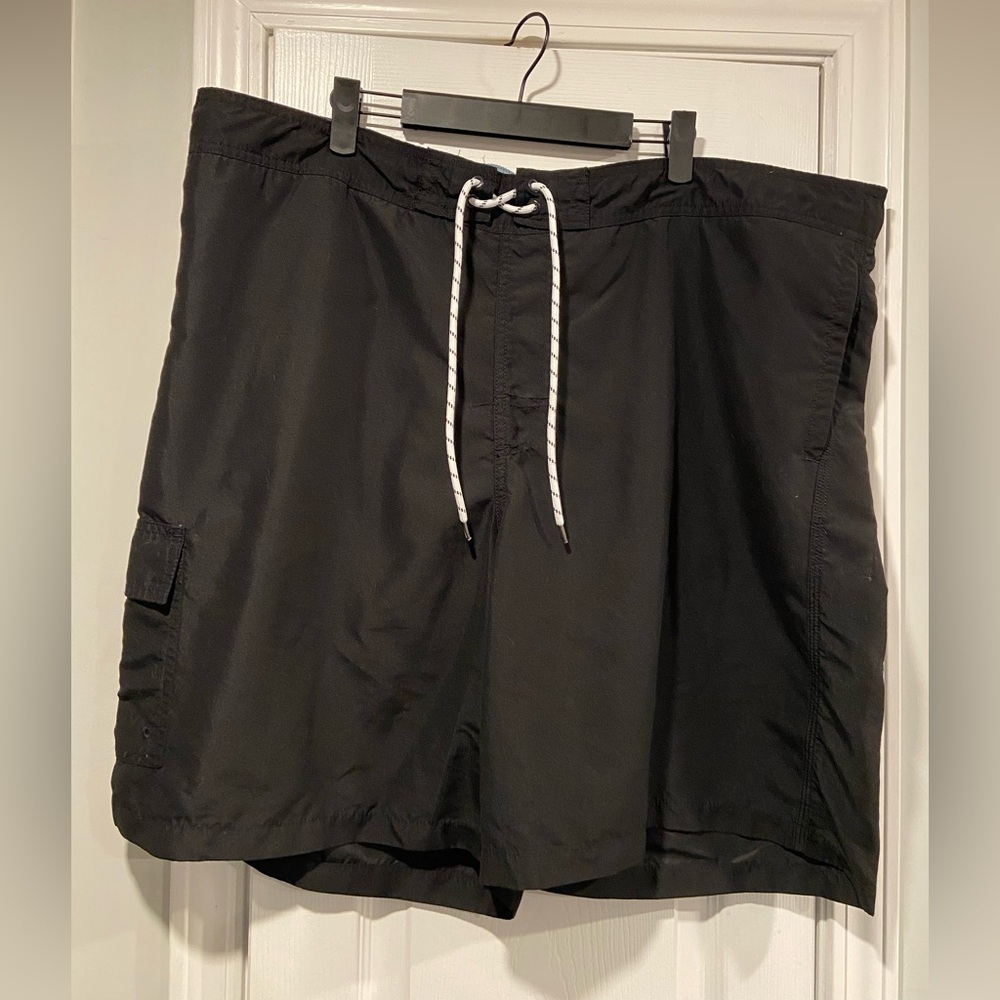 Goodfellow Size XXL Black Elastic Waist Drawstring 8” Inseam Swim Cargo Shorts